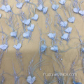 Tissu brodé de fleurs de perles bleues Feaher pour robes